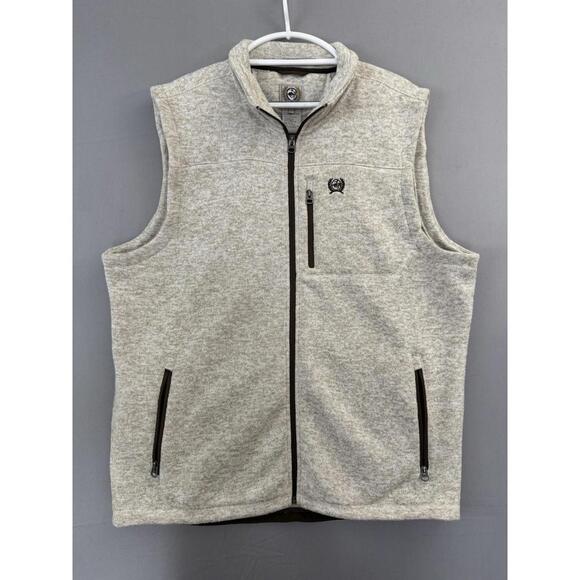 Cinch Cream/Beige Fleece Vest Men’s 2XL XXL Pockets Rodeo Workwear Western EUC - Picture 1 of 6